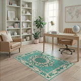 Blue and Teal Mandala Floral Persian Area Rug