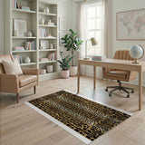 Brown and Tan Boho Chic Leopard Print Brown Tan Area Rug
