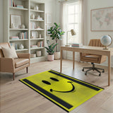 Vibrant Yellow Smiley Face Kids Area Rug