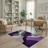 Purple Abstract Wave Geometric Area Rug