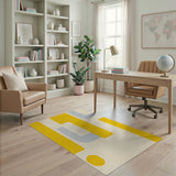 Yellow Bold Yellow Geometric Block Area Rug