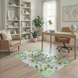 Vibrant Yellow Floral Pattern Area Rug