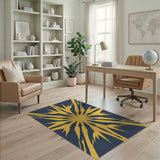 Bold Yellow Starburst Geometric Area Rug