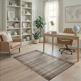 Geometric Modern Plaid Brown Tan Plaid Woven Area Rug