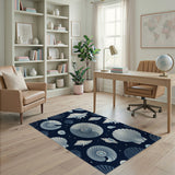 Navy Seashell Nautilus Coastal Area Rug