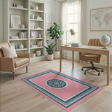 Pink Ornate Medallion Area Rug