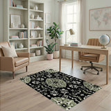 Ornate Sage Green Floral Damask Area Rug