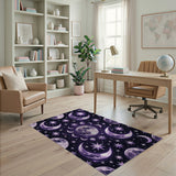 Mystical Purple Moons Stars Area Rug