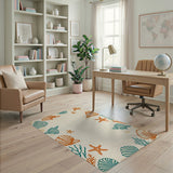Coastal Seashell Starfish Area Rug