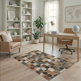 ODIKA Washable Modern Geometric Area Rug - Low Pile, Non-Slip, Pet & Kid Friendly