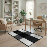 Black and White Black White Buffalo Check Rustic Area Rug