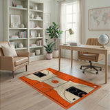 Orange Basketball Court Area Rug