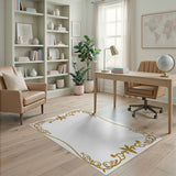 Gold and Silver Ornate Gold Floral Baroque Area Rug
