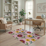 Pink Magenta Daisy Sunflower Pattern Area Rug