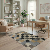Neutral Patchwork Geometric Area Rug
