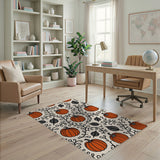 Orange Pumpkin Vine Area Rug