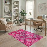 Floral Vintage Vibrant Pink Floral Vintage Area Rug