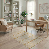 Beige and Neutral Beige Geometric Block Modern Area Rug