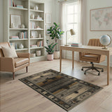 Mother Moose Calf Grey Southwestern Area Rug