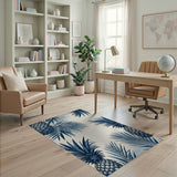 ODIKA Tropical Blue Pineapple Washable Area Rug - Low Pile Non-Slip Pet Friendly Rug