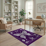 Purple Butterfly Floral Area Rug