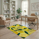 Sunny Lemon Slice Fruit Pattern Area Rug