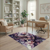 Ethereal Purple Lotus Floral Area Rug