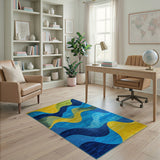 Multi-color and Patterns Wavy Multi-Color Abstract Area Rug