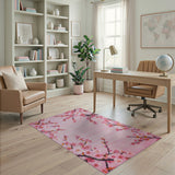 Floral Vintage Pink Blush Pink Cherry Blossom Area Rug