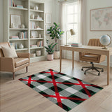 Rustic Red Green Plaid Farmhouse Area Rug