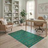 Prowling Tigers Teal Area Rug
