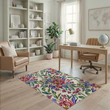 Pink Purple Peony Floral Area Rug