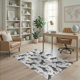 Playful Dancing Zebras Silhouette Area Rug