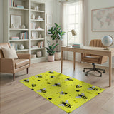Cheerful Yellow Cartoon Bee Area Rug