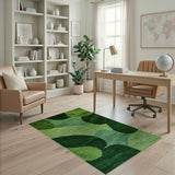 Abstract Green Leaf Area Rug