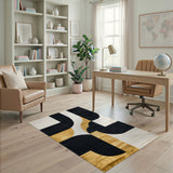 Bold Black Gold Geometric Area Rug