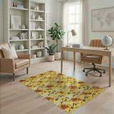 Vintage Yellow Floral Area Rug with Bold Blooms