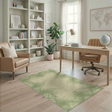 Green Geometric Border Cream Area Rug
