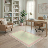Mint Green Checkered Floral Border Area Rug