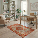 Red Terracotta Geometric Southwestern Rug