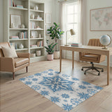 Geometric Modern Intricate Blue Snowflake Geometric Area Rug