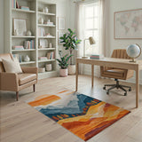 Abstract Sunset Over Layered Mountains Area Rug