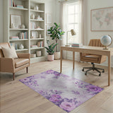 Floral Vintage Purple Rose Floral Vintage Area Rug