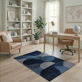 Blue Teal Overlapping Circles Geometric Rug
