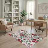 Pink Roses Floral Vintage Area Rug