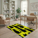 Whimsical Black Cats Sunny Yellow Area Rug
