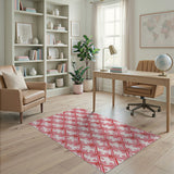 Pink Daisy Lattice Trellis Area Rug