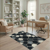 Modern Hexagon Black White Area Rug
