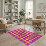 Bold Purple Polka Dots on Sunny Yellow Area Rug