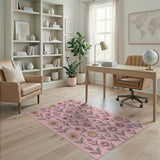 Vintage Pink Daisy Bloom Area Rug